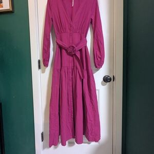 Free People Magenta Long-Sleeve Dress